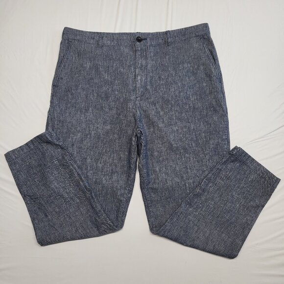 Uniqlo Womens Pants Linen Blend XL ( 35 X 27.5 ) Elastic Waist Pockets Gray - Picture 1 of 14